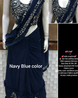 Ready To Wear Lycra Saree With Bottom And Edge Sequence Work With Sequence Blouse