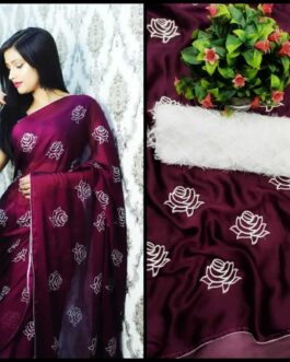 Heavy Rangoli Silk Saree Floral Embroidery Work With Fancy Blouse