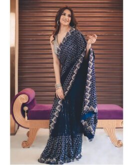 Designer Double Sequins Cut Work Georgette Saree With Mulbury Sequins Work Embroidery Blouse