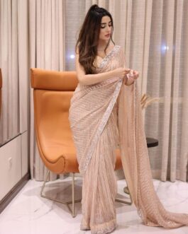 Soft Georgette Saree Heavy Sequins Embroidery Work Border With Heavy Mono Silk Blouse