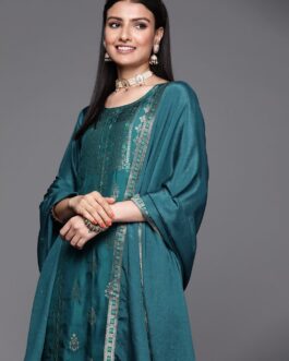 Readmade Viscose Suit And Pant With Wevon Jacquard Designer And Chinon Dupatta