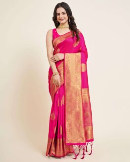 Silk Saree With Weaving Jacquard Zari Designer Work And Silk Blouse Piece