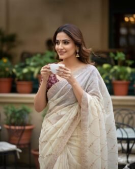 Star Georgette Multi Embroidery Saree with Contrast Running Blouse