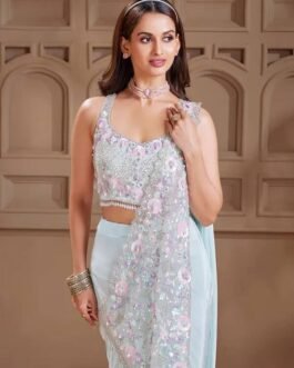 Ready To Wear Rangoli Silk Saree with Fully Embroidered Designer Blouse