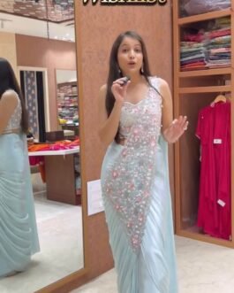 Ready To Wear Rangoli Silk Saree with Fully Embroidered Designer Blouse