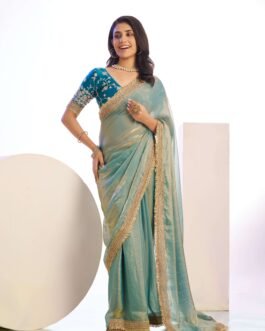 Elegant Satin Embroidered Saree with Designer Art Silk Blouse