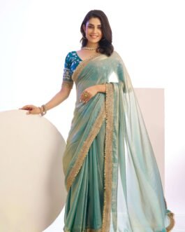 Elegant Satin Embroidered Saree with Designer Art Silk Blouse