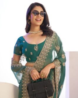 Premium Tissue Designer Saree with Embroidery Work & Art Silk Blouse