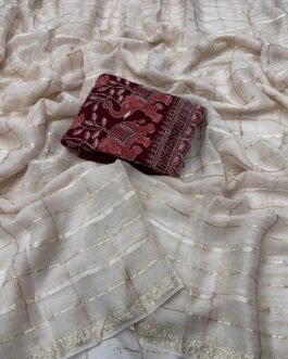 Viscose Georgette Designer Saree with Cruise Multi Embroidery Work Blouse