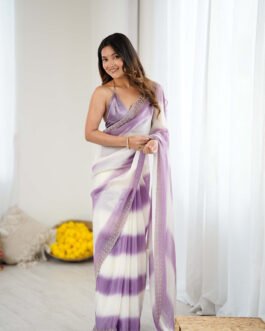 Premium Fendy Satin Designer Saree With Zarkan Diamond Work Border – Party Wear Saree