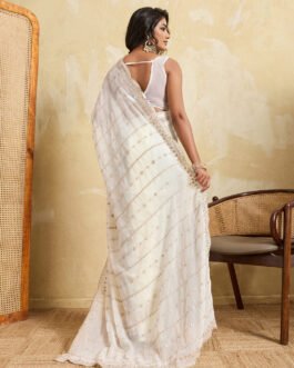 Designer Georgette Embroidered Saree with Art Silk Blouse – Elegant Party Wear Saree